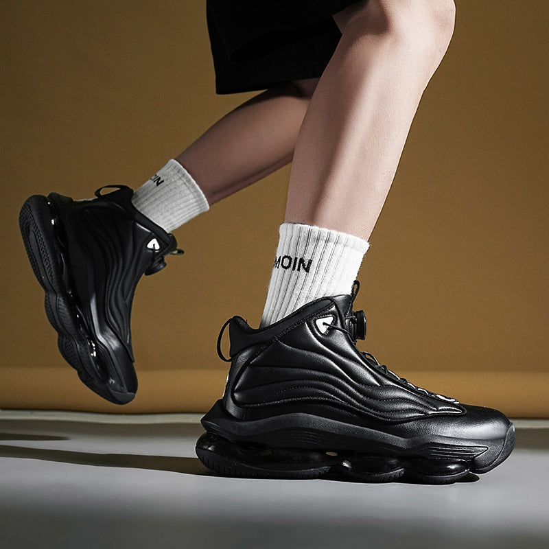 Men’s High-Top Basketball Shoes with Rotating Strap & Air Cushion – Street Sport Sneakers | A329