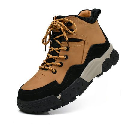 Men's Genuine Leather Work Boots Outdoor Thick-Soled Hiking Safety Boots | 6015