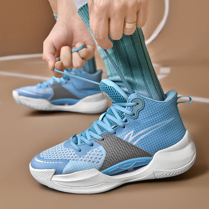 Men's Luminous High-Top Basketball Shoes Ultra-Light Winter Mesh Training & Casual Sneakers | 8012