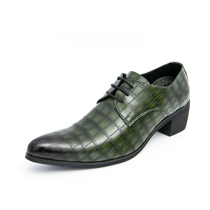 Men's Leather High Heels Shoes – Lace-Up Formal Wedding & Business Shoes | 2722