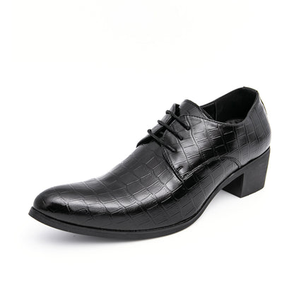 Men's Leather High Heels Shoes – Lace-Up Formal Wedding & Business Shoes | 2722