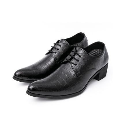 Men's Leather High Heels Shoes – Lace-Up Formal Wedding & Business Shoes | 2722
