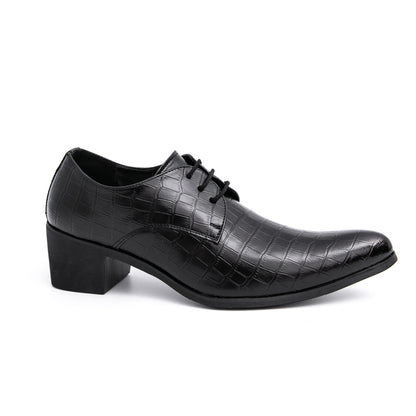 Men's Leather High Heels Shoes – Lace-Up Formal Wedding & Business Shoes | 2722