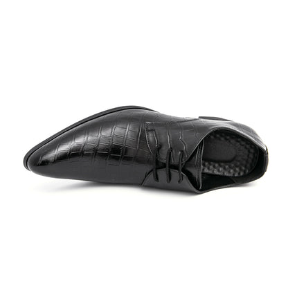 Men's Leather High Heels Shoes – Lace-Up Formal Wedding & Business Shoes | 2722