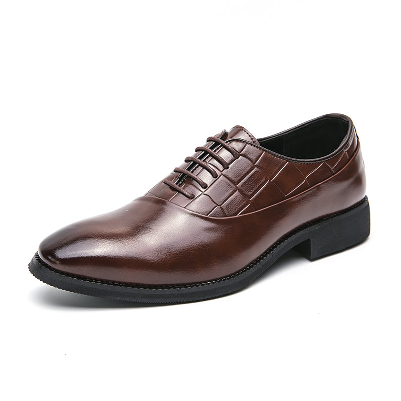 Business Formal Leather Shoes Lace-Up Embossed Patchwork Models Shoes | 8786