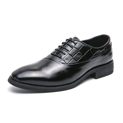 Business Formal Leather Shoes Lace-Up Embossed Patchwork Models Shoes | 8786