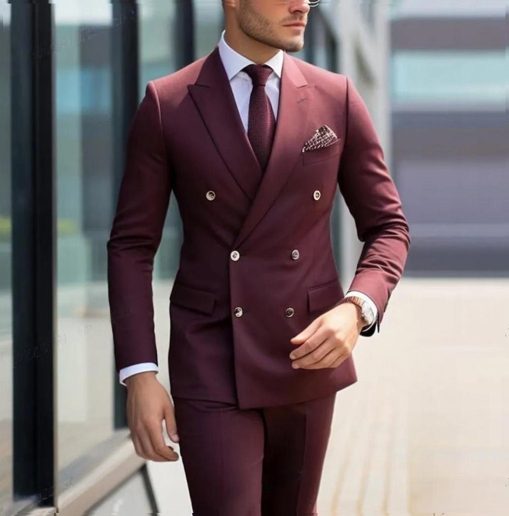 Men's Premium 2pcs Suits – Formal Wedding Groom Attire in Multiple Colors