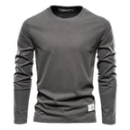 Men's Casual Slim Fit Pullover Solid Color Long Sleeve T- Shirts | 2301