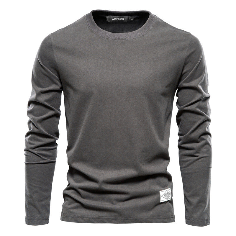 T-shirts à manches longues pour hommes, coupe slim décontractée, couleur unie | 2301 