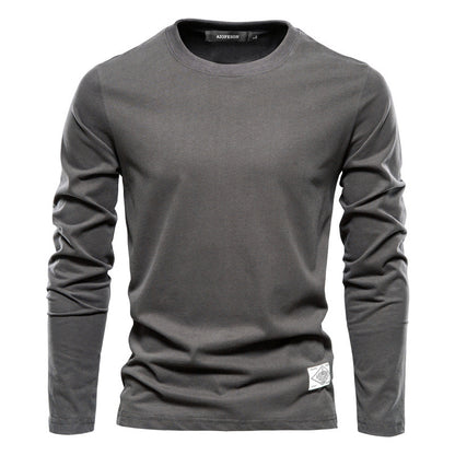 T-shirts à manches longues pour hommes, coupe slim décontractée, couleur unie | 2301 