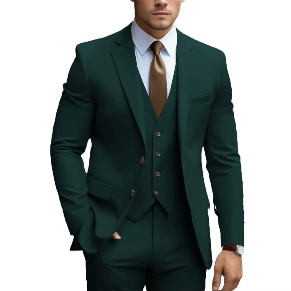 2026 Men‘s 3-Piece Suit Set | Loose Fit Wedding & Business Suit for Big & Tall Gentlemen | Cross-Border Formal Wear | SBT003