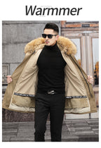 Snow Lotus Men's Otter Rabbit Fur Parka | Detachable Fur Lining Long Winter Coat | Mid-Length Hooded Faux Fur Jacket | 212