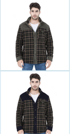 Men's Patchwork Corduroy Plaid Shirt Jacket Plus Size Velvet Lined Casual Winter Top | 3251