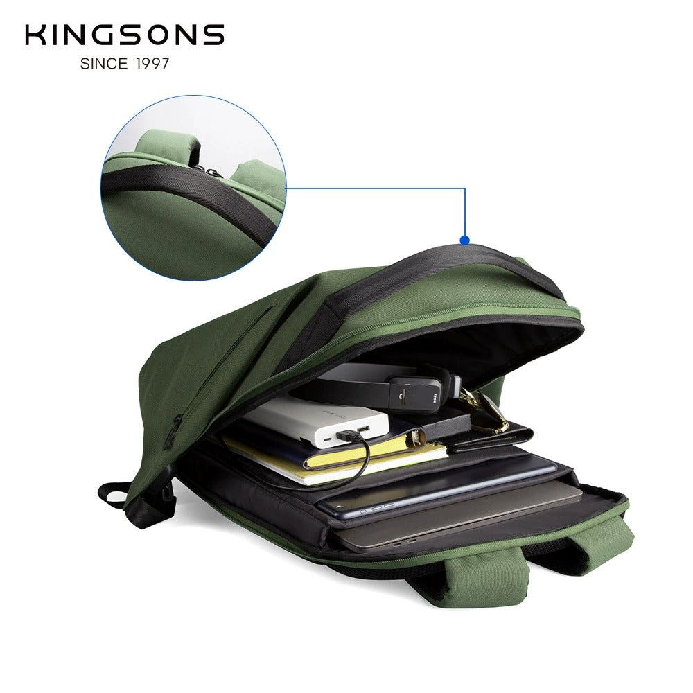 Kingsons Eco-Friendly Men’s Backpack – RPET, USB & Lock | 9658