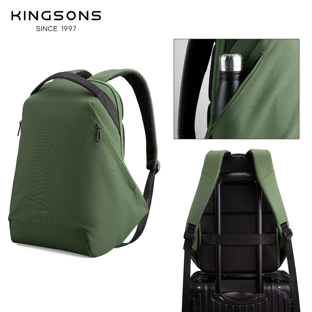 Kingsons Eco-Friendly Men’s Backpack – RPET, USB & Lock | 9658