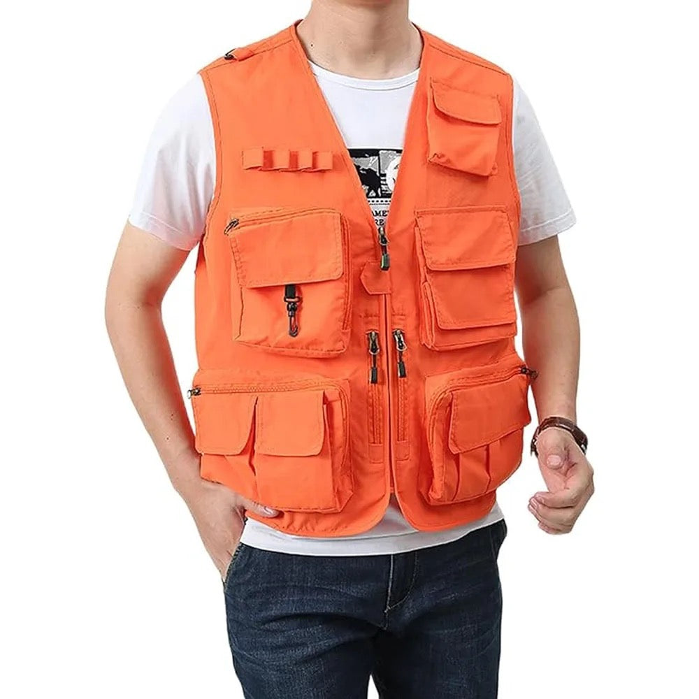 Gilet cargo multitasche da uomo, maglione da pesca per arrampicata, campeggio, escursionismo, gilet estivo 