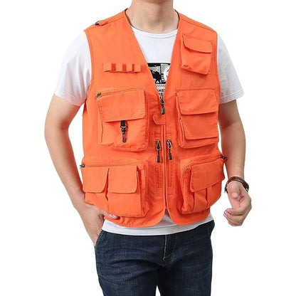 Gilet cargo multi-poches pour homme, pull de pêche pour escalade, camping, randonnée, été 