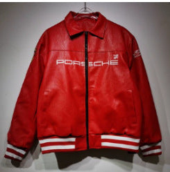 F1 Premium PU Leather Racing Jacket Embroidered Moto Biker Coat for Men Vintage Retro Motorcycle Casual Blazer