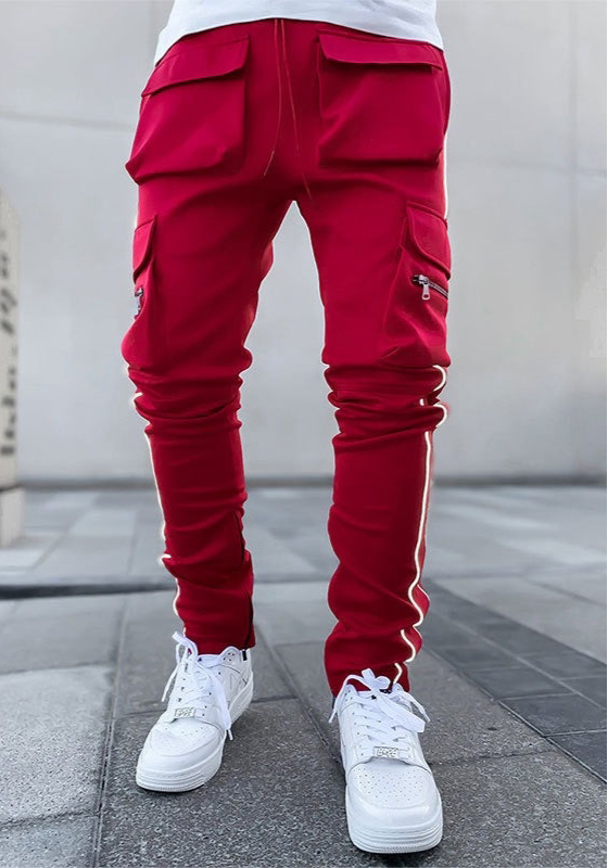 Men's Casual Drawstring Joggers Elastic Waist Cargo Pants Trousers Hip Hop Sweatpants | CK838