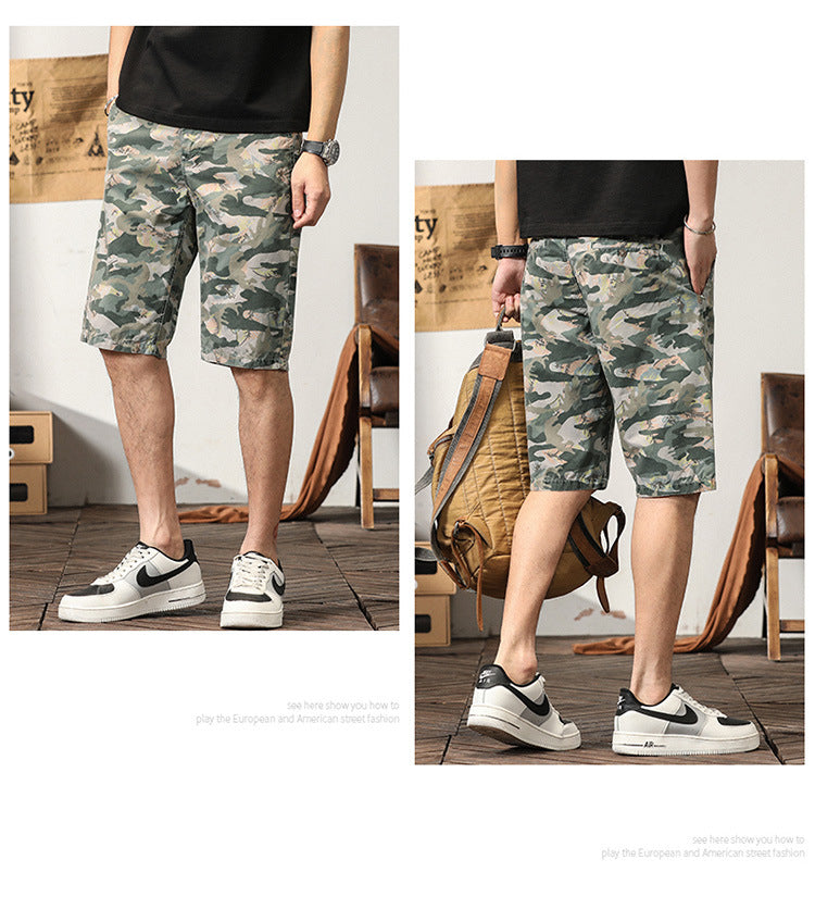 Short cargo camouflage ample à coupe ample pour homme, design haut de gamme, style estival | G3526 