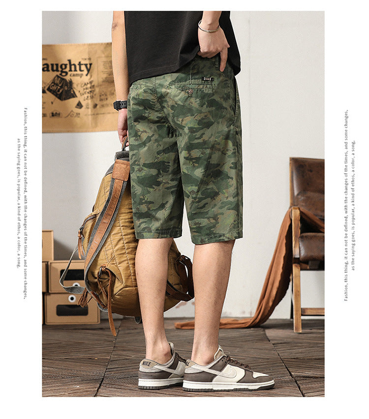 Short cargo camouflage ample à coupe ample pour homme, design haut de gamme, style estival | G3526 