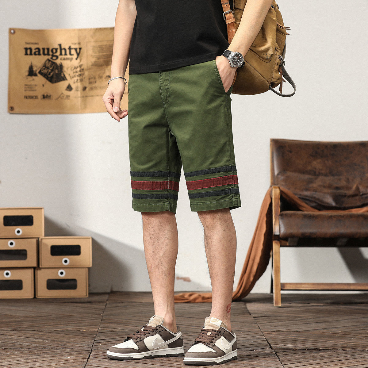 Short cargo slim décontracté pour homme, coupe athlétique, tendance et jeune | G3612 