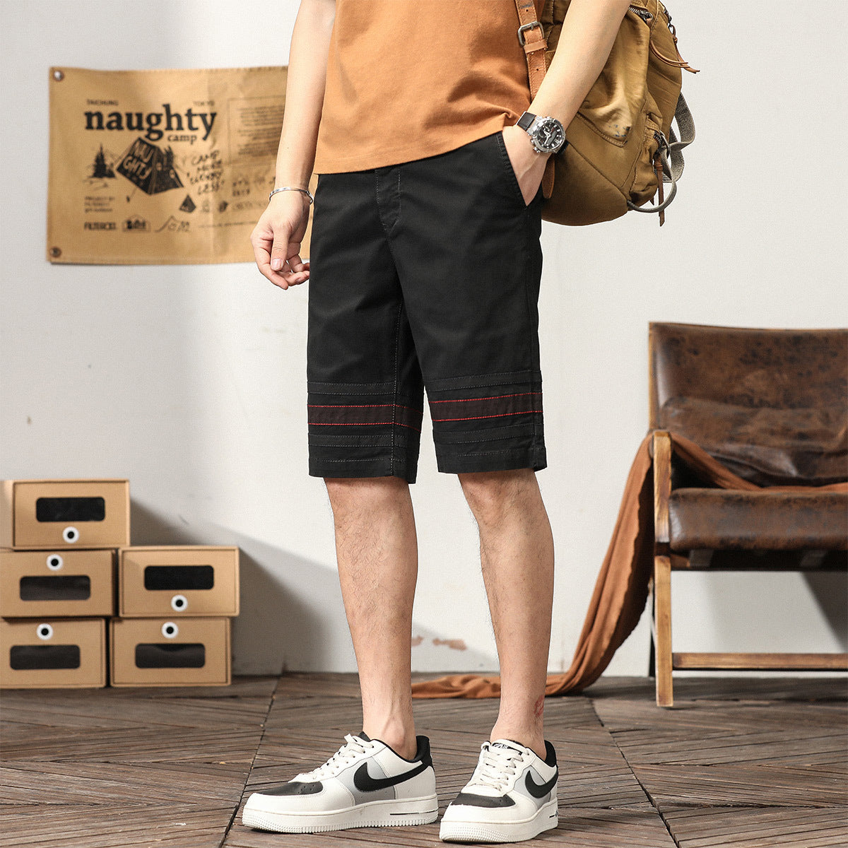 Men's Casual Athletic Short Fashion Fit Young Pants Slim Cargo Shorts | G3612