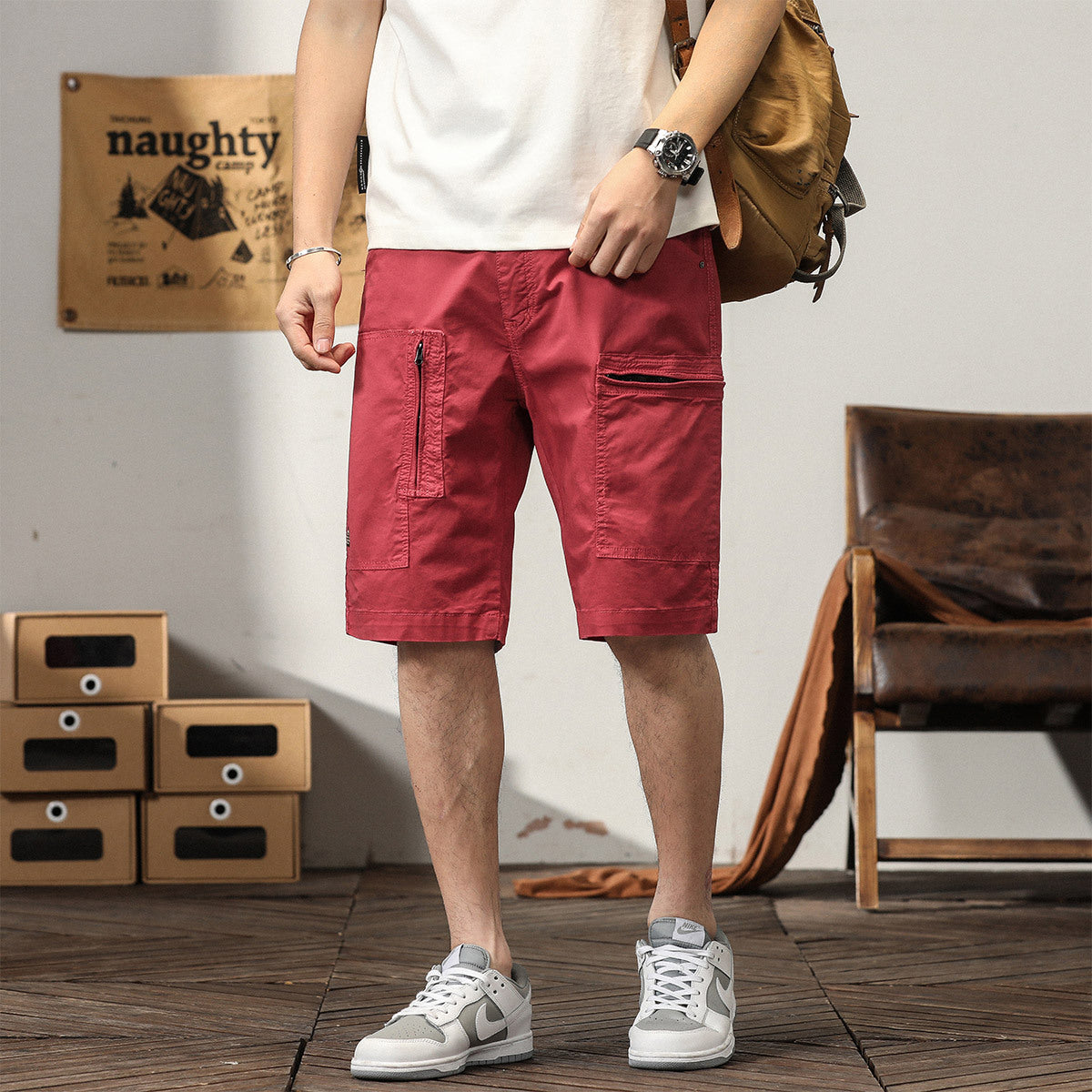 Short cargo tactique d'extérieur à poches multiples pour homme, coupe décontractée | G3680 