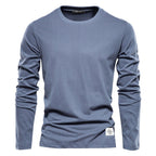 Men's Casual Slim Fit Pullover Solid Color Long Sleeve T- Shirts | 2301
