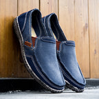 Men’s Washed Canvas Slip-On Shoes | Breathable, Anti-Slip, Classic Deck Style | 8806