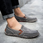 Men’s Washed Canvas Slip-On Shoes | Breathable, Anti-Slip, Classic Deck Style | 8806