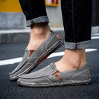 Men’s Washed Canvas Slip-On Shoes | Breathable, Anti-Slip, Classic Deck Style | 8806