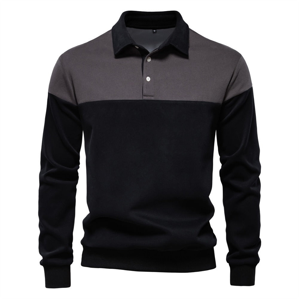 Men's Long Sleeve Polo Collar Sweatshirt - 2025 Spring Casual Streetwear Top | HD3006