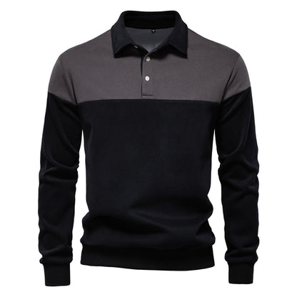 Men's Long Sleeve Polo Collar Sweatshirt - 2025 Spring Casual Streetwear Top | HD3006