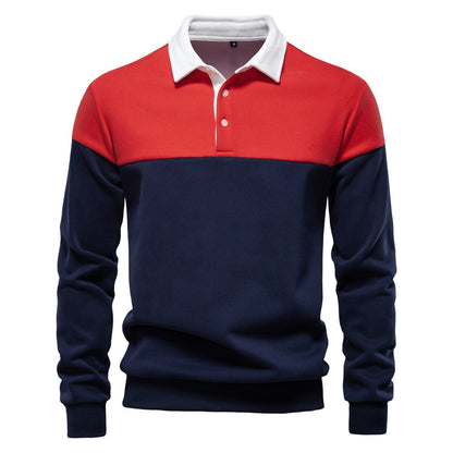 Men's Long Sleeve Polo Collar Sweatshirt - 2025 Spring Casual Streetwear Top | HD3006