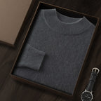 Men's Premium Cashmere Blend Sweater Chunky Knit Mock Neck Pullover Winter Warm Relaxed Fit Knitwear | JW-039