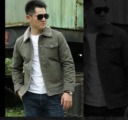 Men's Thick Warm Military Parka Jacket with Fur Collar & Fleece Lining – Winter Bomber Coat | BK19811