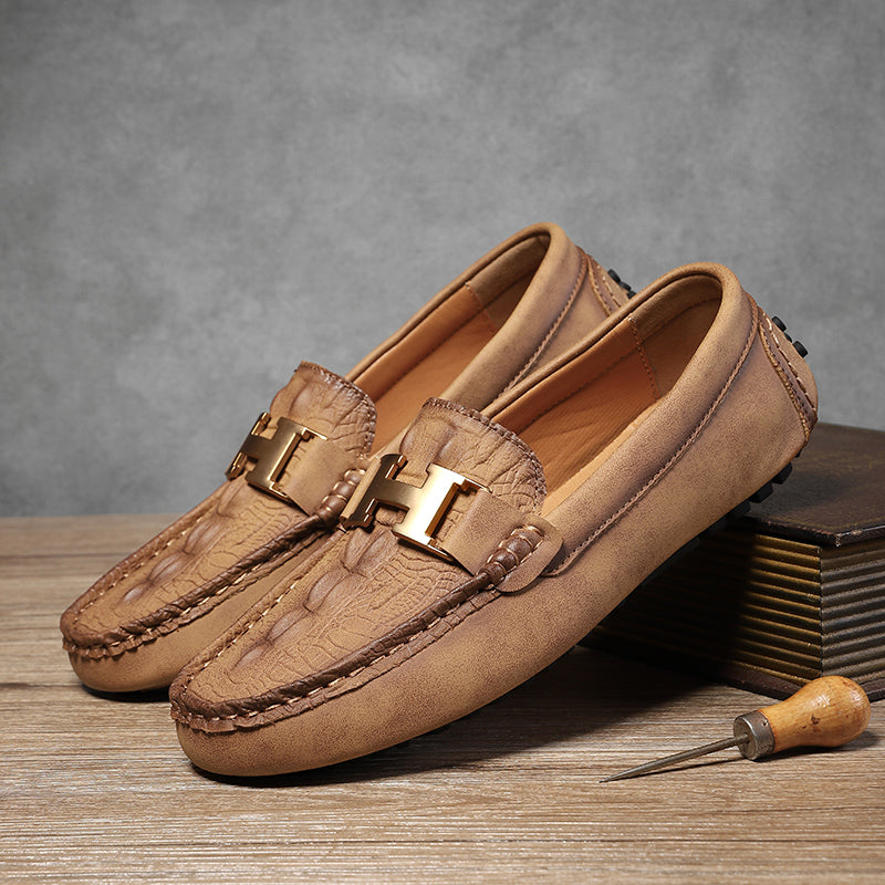 Men’s Plus Size Leather Loafers – Slip-On Driving Moccasins | 2566
