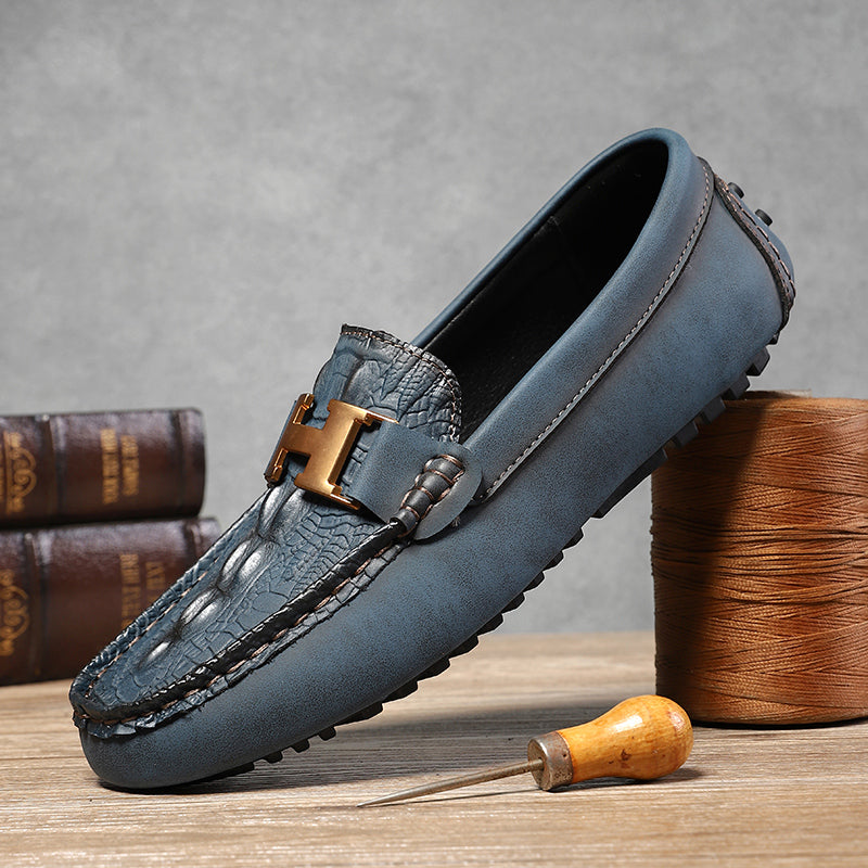 Men’s Plus Size Leather Loafers – Slip-On Driving Moccasins | 2566