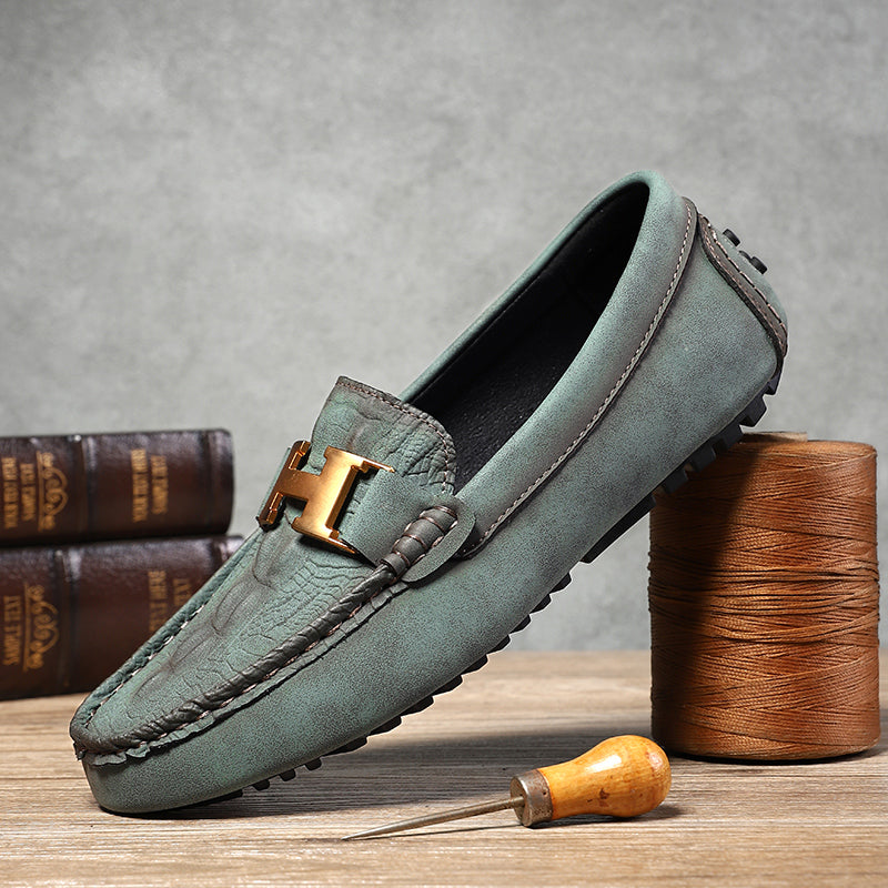 Men’s Plus Size Leather Loafers – Slip-On Driving Moccasins | 2566