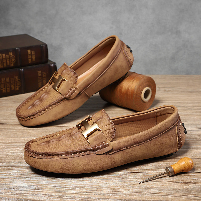 Men’s Plus Size Leather Loafers – Slip-On Driving Moccasins | 2566