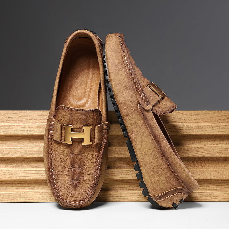 Men’s Plus Size Leather Loafers – Slip-On Driving Moccasins | 2566