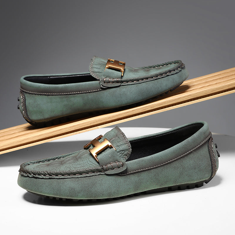 Men’s Plus Size Leather Loafers – Slip-On Driving Moccasins | 2566