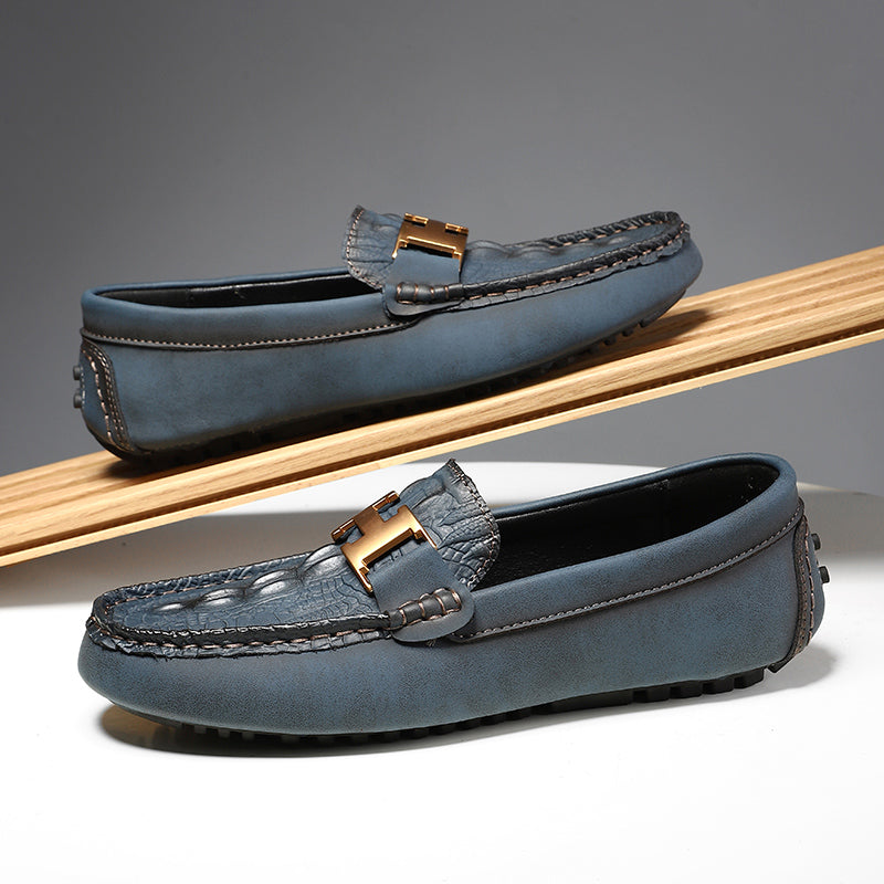 Men’s Plus Size Leather Loafers – Slip-On Driving Moccasins | 2566