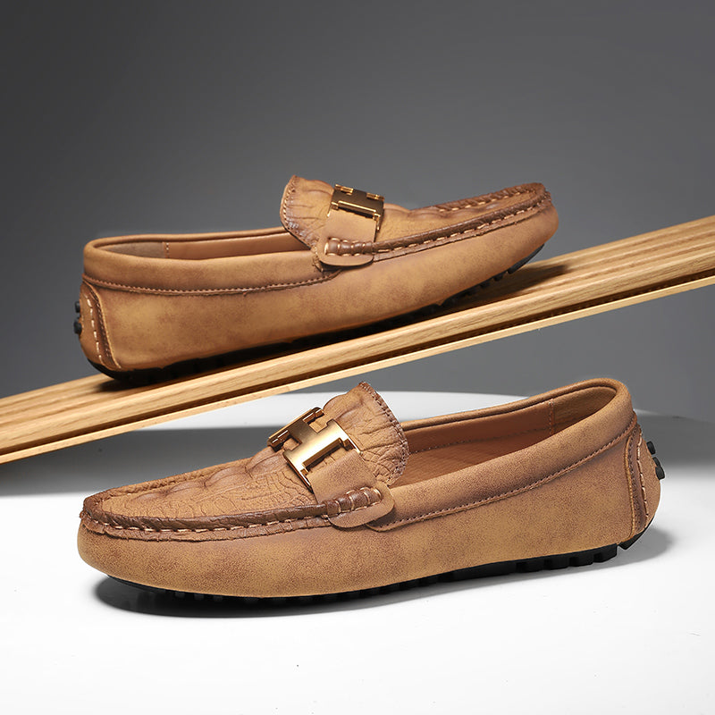 Men’s Plus Size Leather Loafers – Slip-On Driving Moccasins | 2566