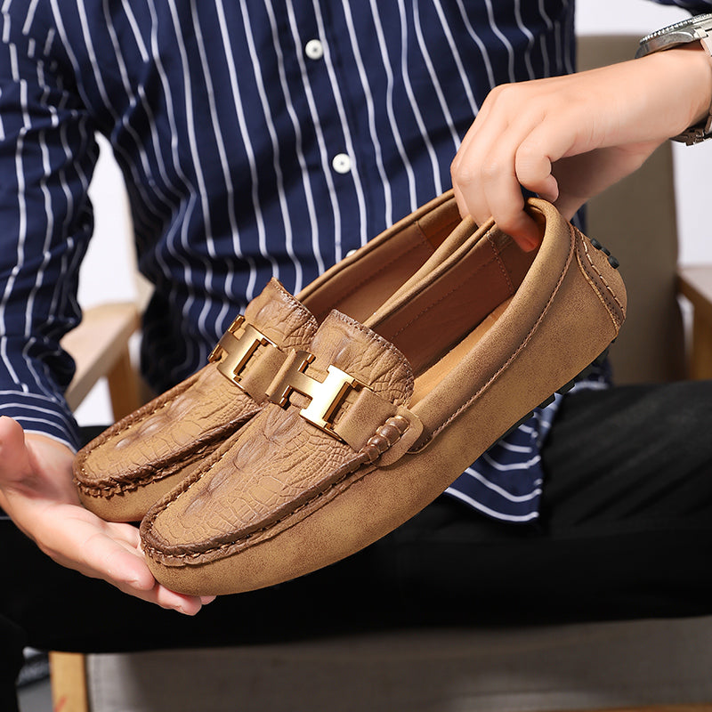 Men’s Plus Size Leather Loafers – Slip-On Driving Moccasins | 2566