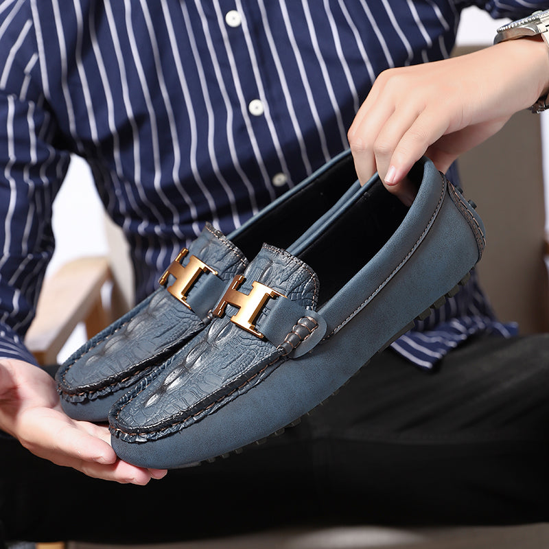 Men’s Plus Size Leather Loafers – Slip-On Driving Moccasins | 2566