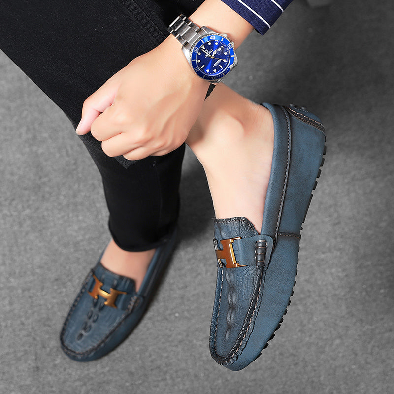 Men’s Plus Size Leather Loafers – Slip-On Driving Moccasins | 2566