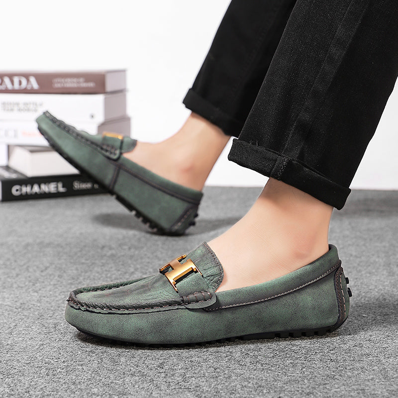 Men’s Plus Size Leather Loafers – Slip-On Driving Moccasins | 2566