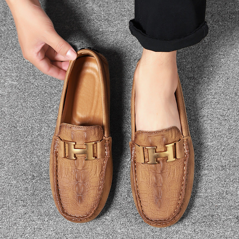 Men’s Plus Size Leather Loafers – Slip-On Driving Moccasins | 2566